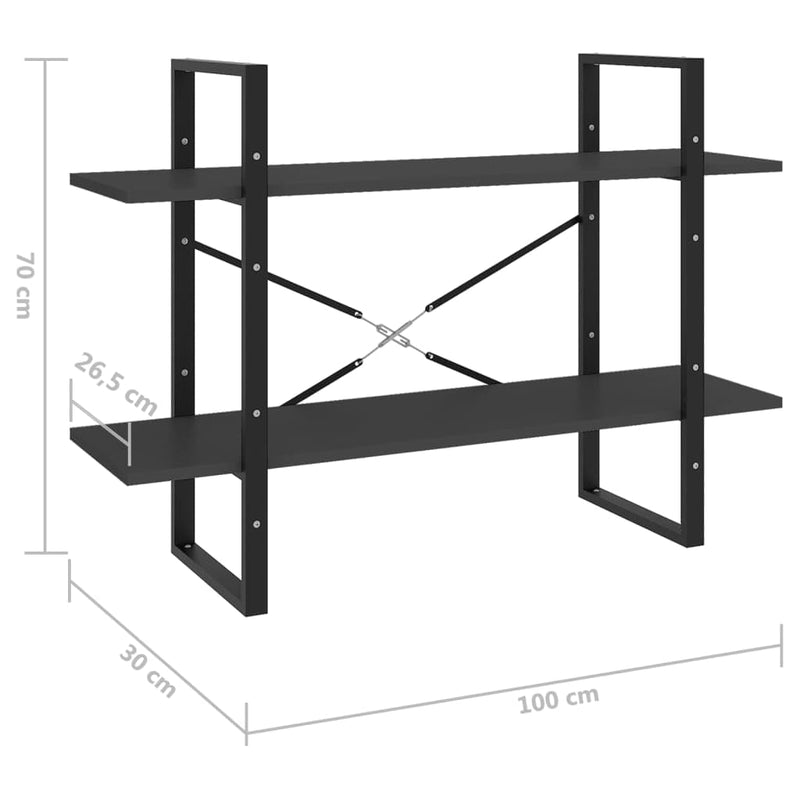 tsilova vidaXL Bücherregale & Bücherschränke Bücherregal 2 Fächer Grau 100x30x70 cm Holzwerkstoff