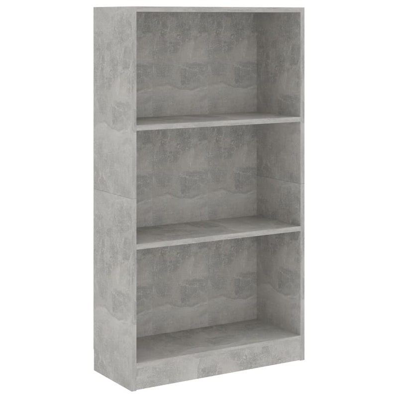 tsilova vidaXL Bücherregale & Bücherschränke Bücherregal 3 Fächer Betongrau 60x24x109 cm Holzwerkstoff