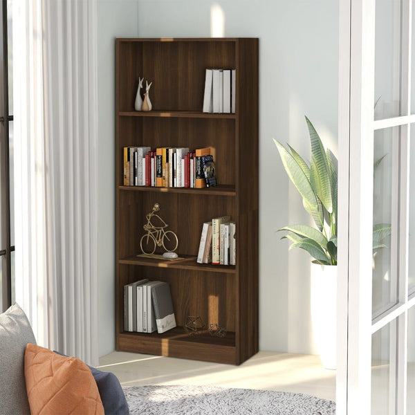 tsilova vidaXL Bücherregale & Bücherschränke Bücherregal 4 Fächer Braun Eichen-Optik 60x24x142 cm