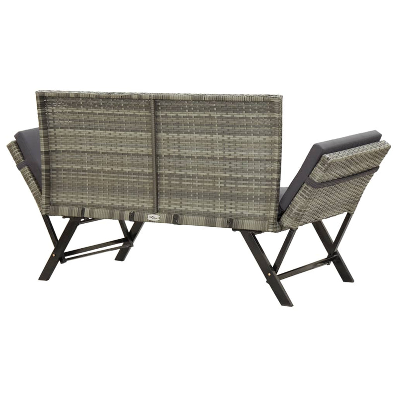 tsilova vidaXL Gartenbänke Gartenbank mit Auflagen 176 cm Grau Poly Rattan