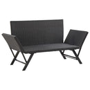 tsilova vidaXL Gartenbänke Gartenbank mit Auflagen 176 cm Schwarz Poly Rattan