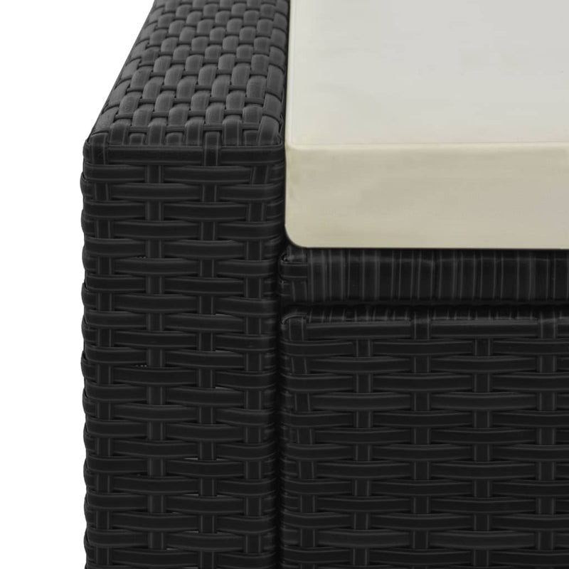 tsilova vidaXL Gartenbetten Doppel-Sonnenliege Poly Rattan Schwarz