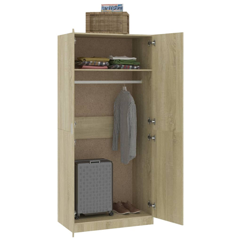 tsilova vidaXL Kleiderschränke Kleiderschrank Sonoma-Eiche 90x52x200 cm Holzwerkstoff