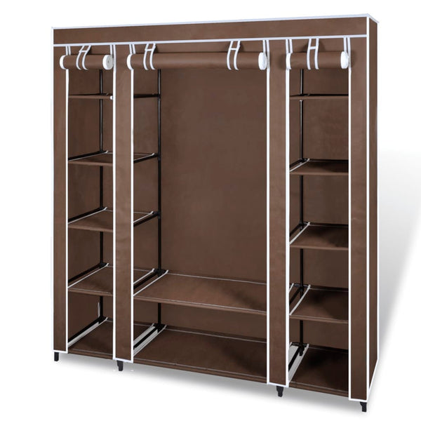 tsilova vidaXL Kleiderschränke Stoffschrank mit Fächern und Stangen 45×150×176 cm Braun