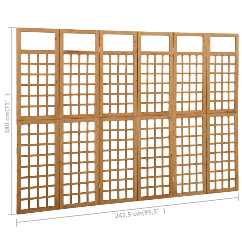 tsilova vidaXL Raumteiler 6-tlg. Paravent/Spalier Massivholz Tanne 242,5x180 cm