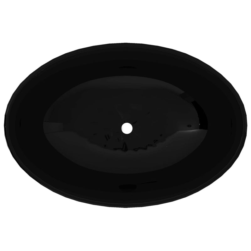 tsilova Tsilova Badezimmer-Waschbecken Keramik Waschtisch Waschbecken Oval schwarz 40 x 33 cm