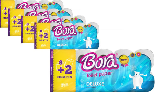 tsilova Tsilova Bora 40 Rollen Bora 50  Rollen Toilettenpapier 3 lagig 120 Blatt/Rolle weiss, extra soft, mit Deko-Prägung