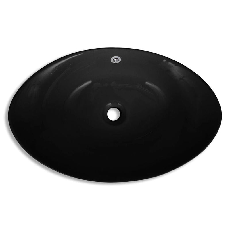 tsilova Tsilova Deutschland Badezimmer-Waschbecken Luxuriöses Keramik Waschbecken Oval Schwarz