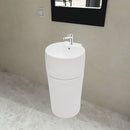 tsilova Tsilova Deutschland Badezimmer-Waschbecken Standwaschbecken mit Hahn/Überlaufloch Keramik weiß rund