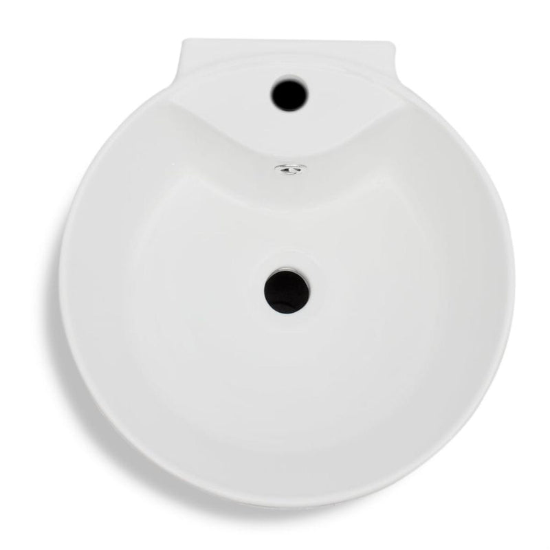 tsilova Tsilova Deutschland Badezimmer-Waschbecken Standwaschbecken mit Hahn/Überlaufloch Keramik weiß rund
