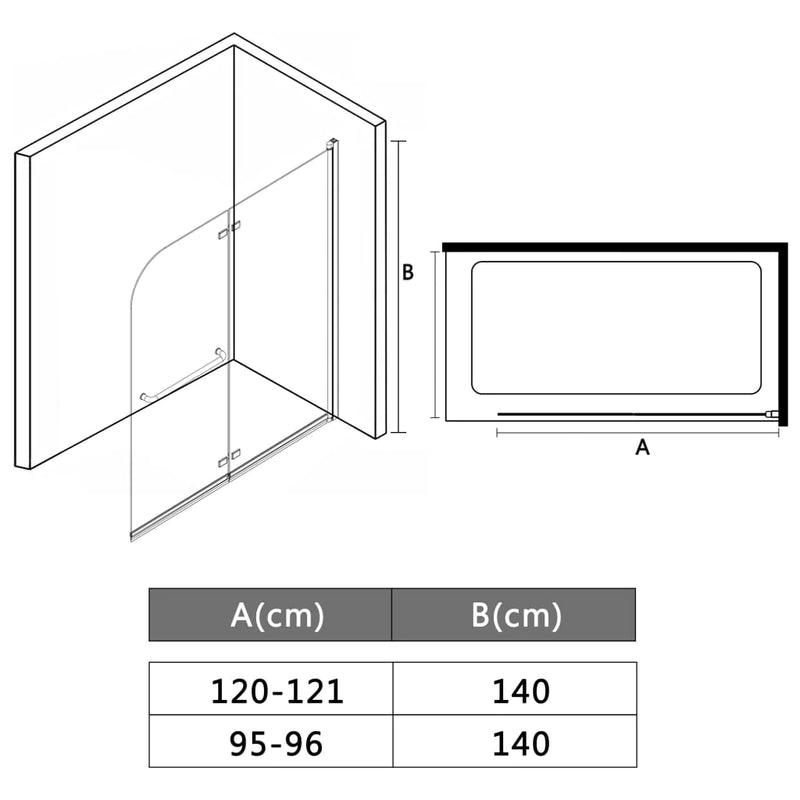 tsilova Tsilova Deutschland Duschkabinen & -türen Faltbare Duschkabine 2 Paneele ESG 120 x 140 cm