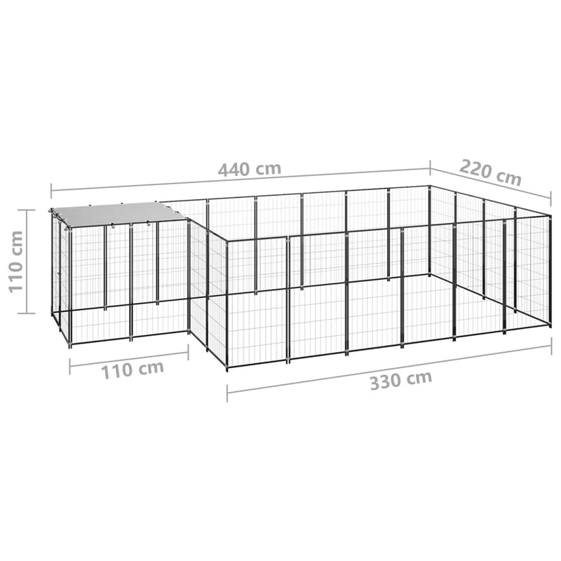 tsilova Tsilova Deutschland Hundezwinger & -ausläufe Hundezwinger Schwarz 8,47 m² Stahl