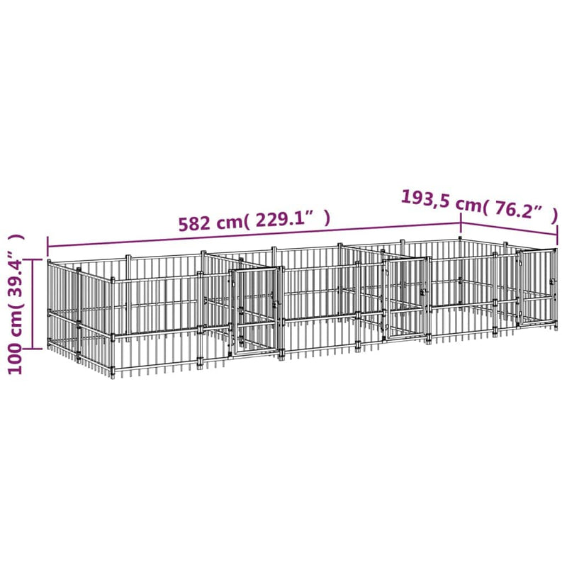 tsilova Tsilova Deutschland Hundezwinger & -ausläufe Outdoor-Hundezwinger Stahl 11,26 m²