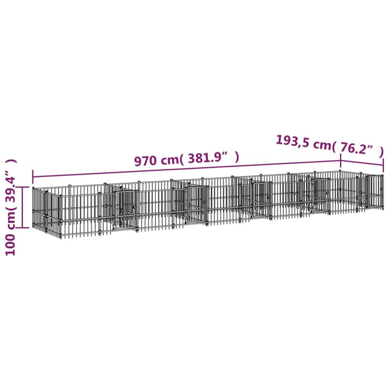 tsilova Tsilova Deutschland Hundezwinger & -ausläufe Outdoor-Hundezwinger Stahl 18,77 m²