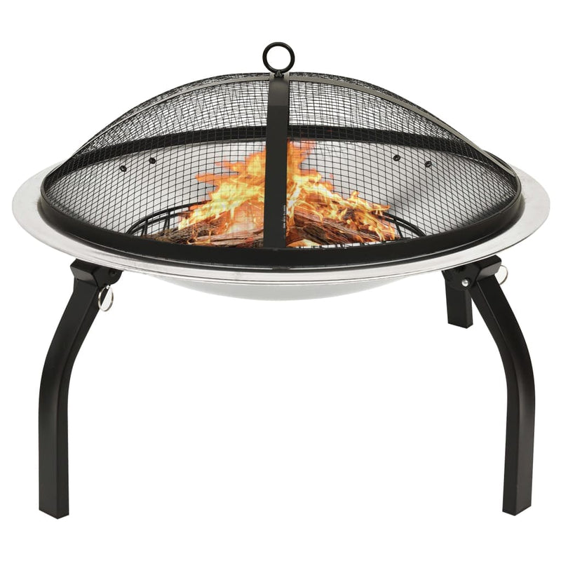 tsilova Tsilova Deutschland Kamine 2in1 Feuerschale und Grill mit Schürhaken 56x56x49 cm Edelstahl