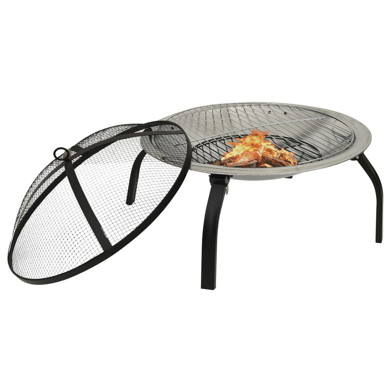 tsilova Tsilova Deutschland Kamine 2in1 Feuerschale und Grill mit Schürhaken 56x56x49 cm Edelstahl