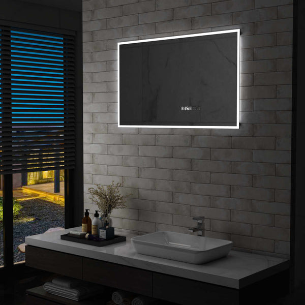tsilova Tsilova Deutschland Spiegel LED-Badspiegel mit Touch-Sensor und Zeitanzeige 100×60 cm