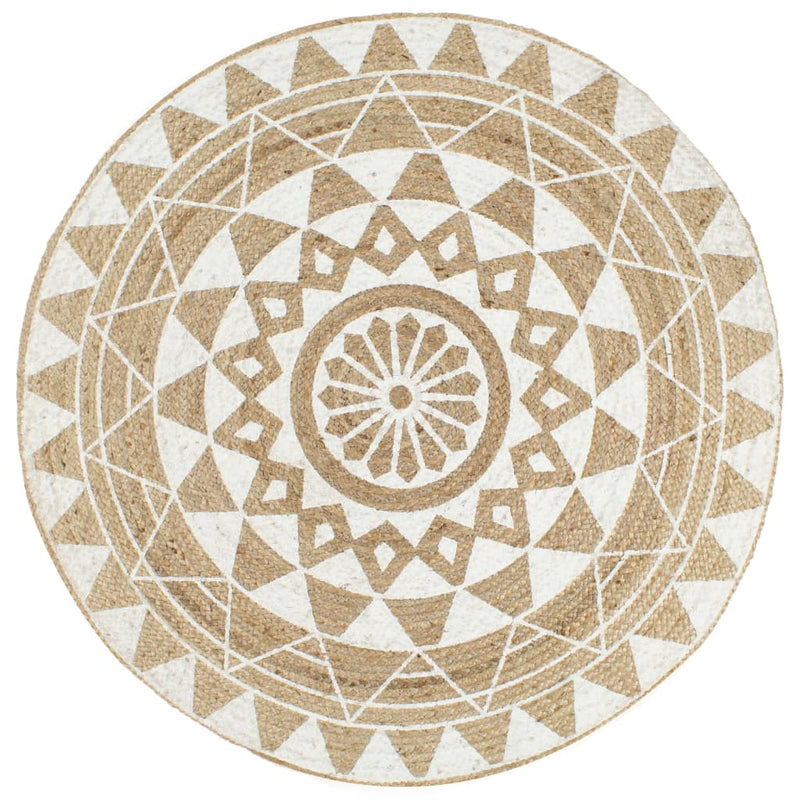 tsilova Tsilova Deutschland Teppiche Teppich Handgefertigt Jute mit weißem Aufdruck 150 cm