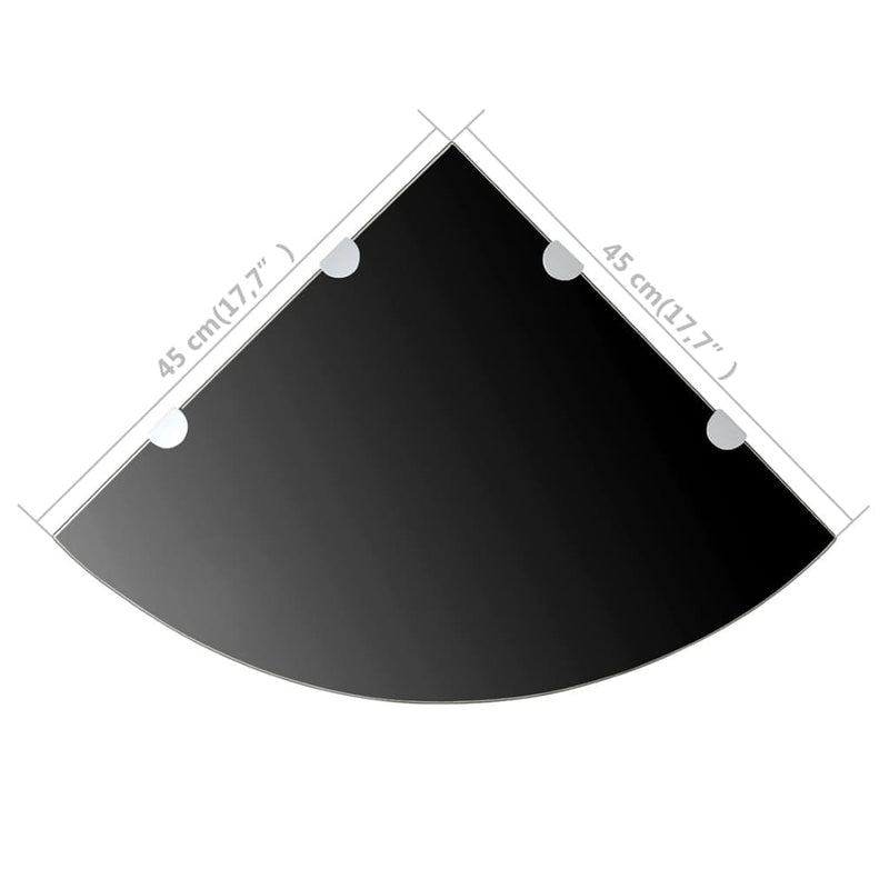 tsilova Tsilova Deutschland Wandregale Eckregal mit verchromten Halterungen Glas Schwarz 45 x 45 cm