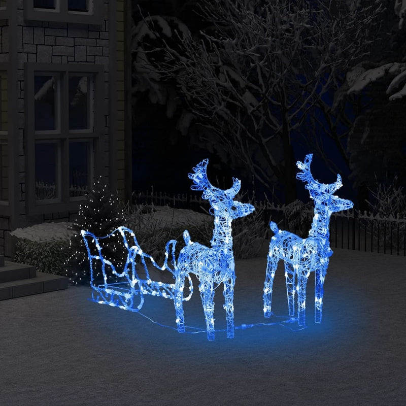 tsilova Tsilova Deutschland Weihnachtsdeko Blau Rentiere mit Schlitten Weihnachtsdeko 160 LEDs 130 cm