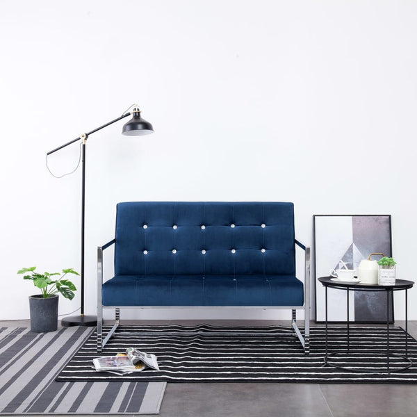 tsilova Tsilova Sofas 2-Sitzer-Sofa mit Armlehnen Blau Chrom und Samt