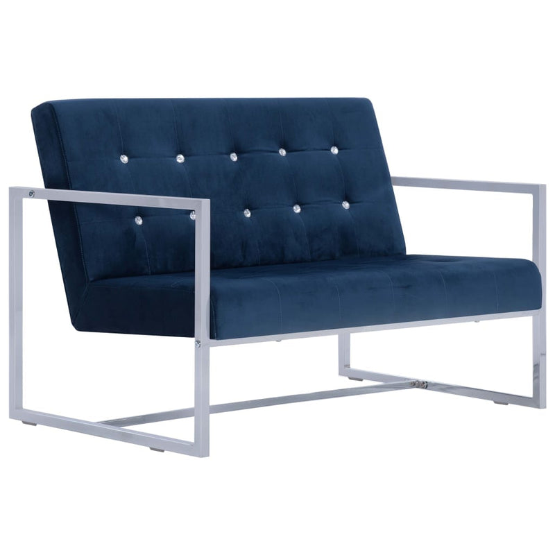 tsilova Tsilova Sofas 2-Sitzer-Sofa mit Armlehnen Blau Chrom und Samt