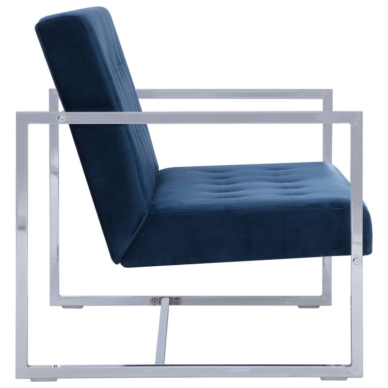 tsilova Tsilova Sofas 2-Sitzer-Sofa mit Armlehnen Blau Chrom und Samt