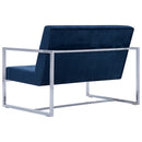 tsilova Tsilova Sofas 2-Sitzer-Sofa mit Armlehnen Blau Chrom und Samt