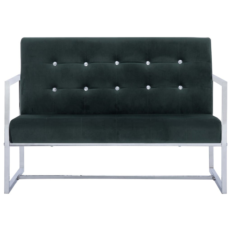 tsilova Tsilova Sofas 2-Sitzer-Sofa mit Armlehnen Dunkelgrün Chrom und Samt