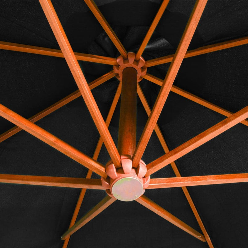 tsilova Tsilova Sonnenschirme & Sonnenschutze Ampelschirm mit Mast Schwarz 3,5x2,9 m Massivholz Tanne